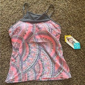2 piece swimsuit set, pink and grey, never worn! New with tags.